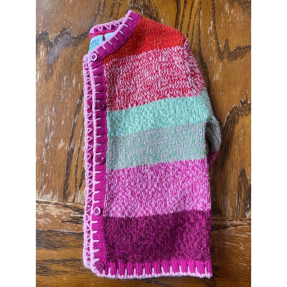 Vintage Toddler Girls Striped Cardigan Sweater Simply Basic 1990s Size 3T - Picture 9 of 9